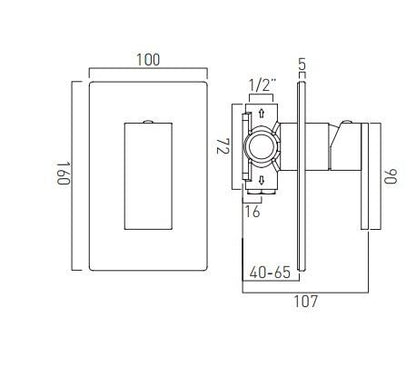 Vado Notion Concealed Manual Shower Valve Single Lever Wall Mounted