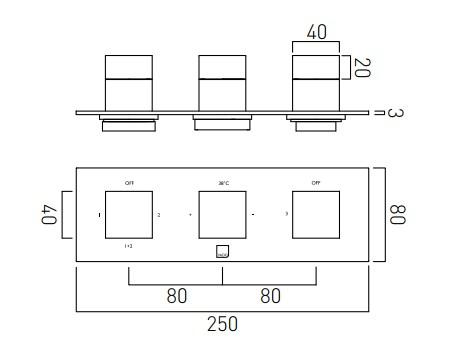 Vado Tablet Notion Trim Kit For 3 Outlet Concealed Thermostatic Valves