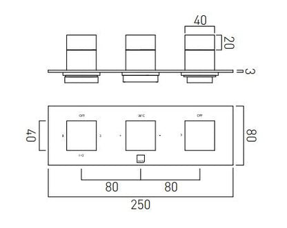 Vado Tablet Notion Trim Kit For 3 Outlet Concealed Thermostatic Valves