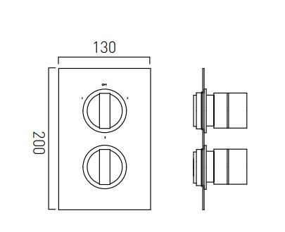 Vado Notion Three Outlet Trim For 148D/3 Thermostatic Valve