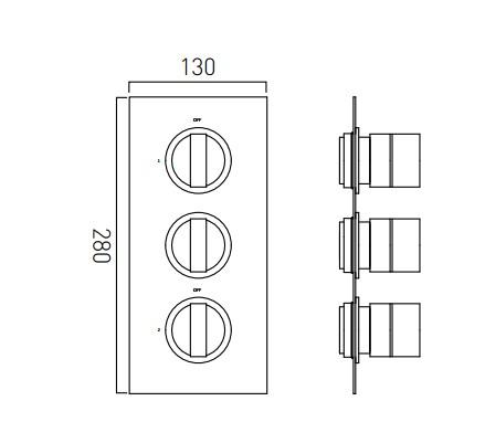 Vado Notion Two Outlet Trim For 128D/2 Thermostatic Valve