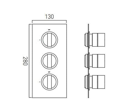 Vado Notion Two Outlet Trim For 128D/2 Thermostatic Valve