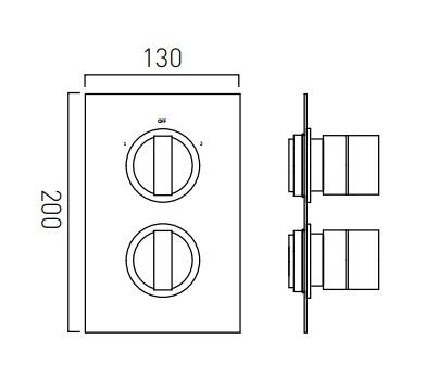 Vado Notion Two Outlet Trim For 148D/2 Thermostatic Valve