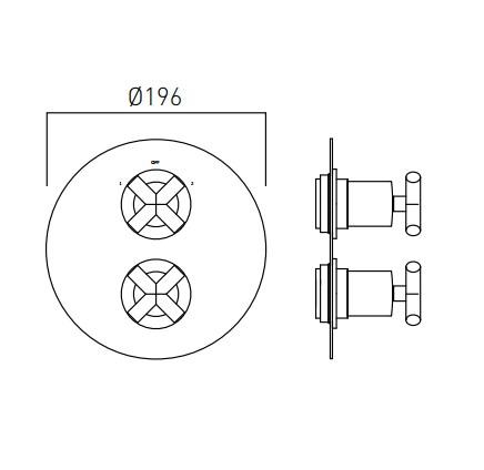 Vado Elements Two Outlet Trim For 148D/2 Thermostatic Valve