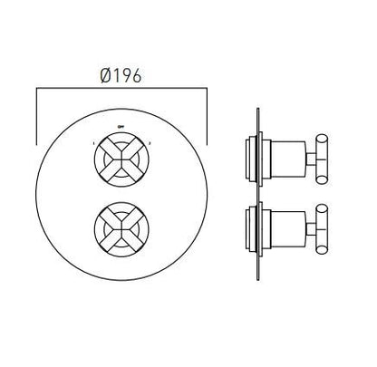 Vado Elements Two Outlet Trim For 148D/2 Thermostatic Valve