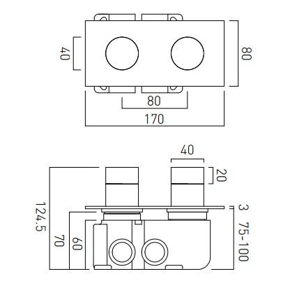 Vado Omika Two Outlet Two Handle Tablet Thermostatic Valve