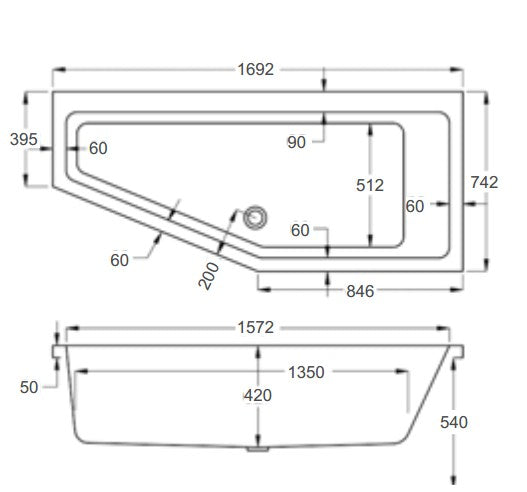 Carron Spacesaver 1700 x 750-400mm Single Ended Bath