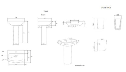 Kartell Trim 550mm Basin and Pedestal - White