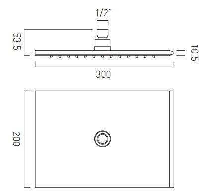 Vado Omika 200mm x 300mm Shower Head