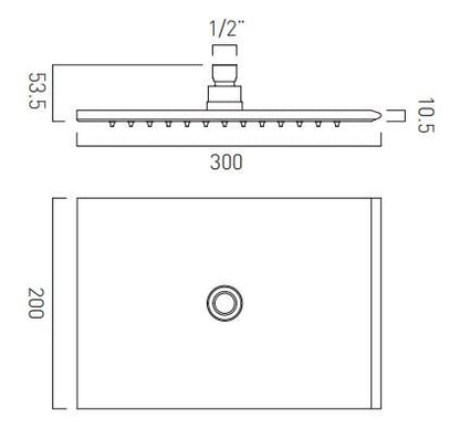 Vado Omika 200mm x 300mm Shower Head