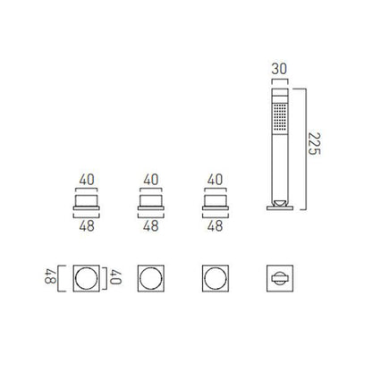 Vado Omika 4 Hole Bath Shower Mixer Without Spout