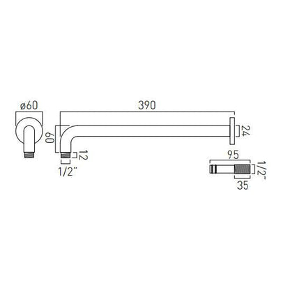 Vado Shower Arm Round Easy Fit