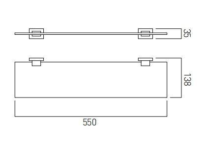 Vado Level Frosted Glass Shelf 550mm (22'')