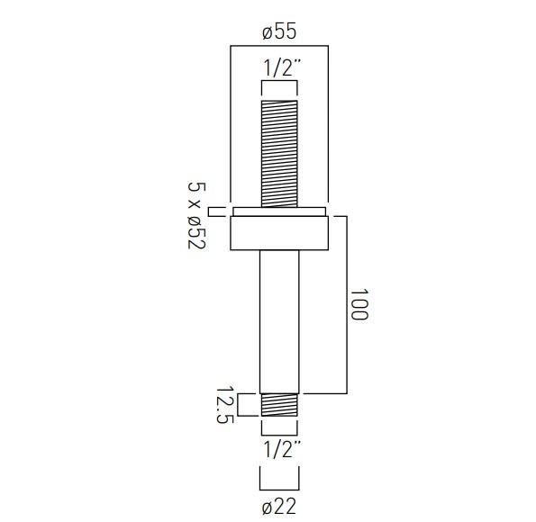 Vado Elements Fixed Head Ceiling Mounting Arm