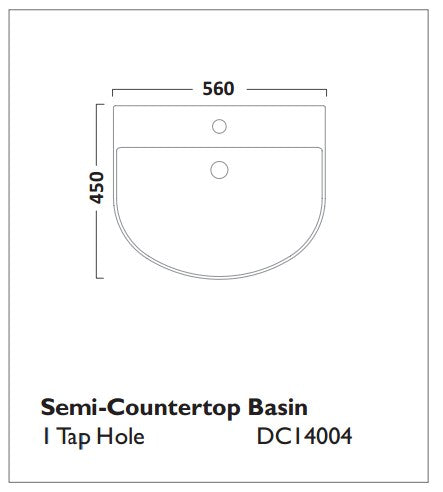 Tavistock Orbit Semi Recessed 560mm Basin