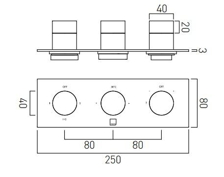 Vado Tablet Omika Trim Kit For 3 Outlet Concealed Thermostatic Valves