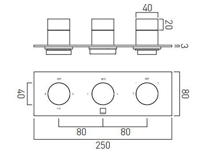 Vado Tablet Omika Trim Kit For 3 Outlet Concealed Thermostatic Valves