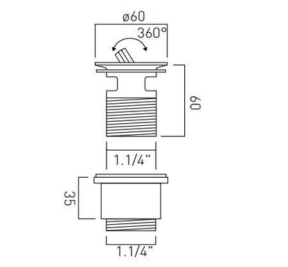 Vado Slotted Captive Basin Waste 1.1/4"