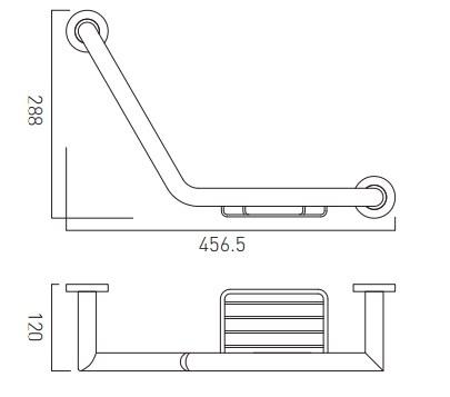 Vado Spa Angled Grab Rail With Basket 456mm (18")