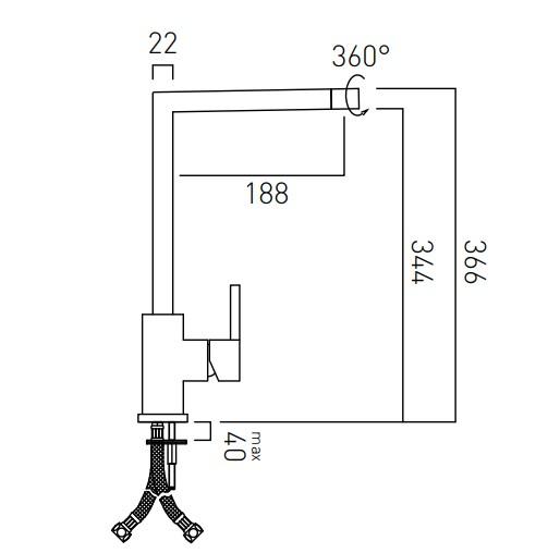 Vado Tetra Mono Sink Mixer Deck Mounted