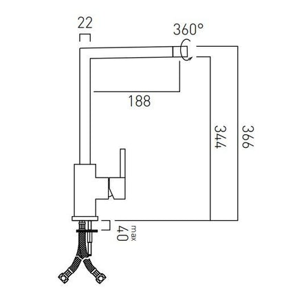 Vado Tetra Mono Sink Mixer Deck Mounted