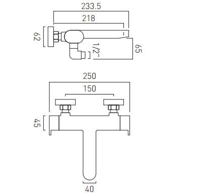 Vado Life Thermostatic Bath Wall Mounted Bath Shower Mixer