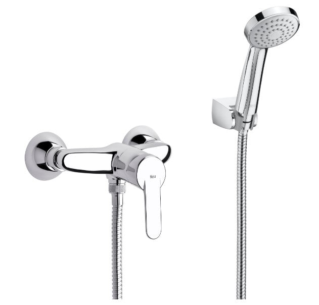 Roca Victoria Wall-mounted shower mixer with hose and handshower