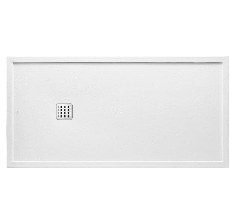 Roca Terran resin 1000 x 700mm Stonex shower tray with frame - white