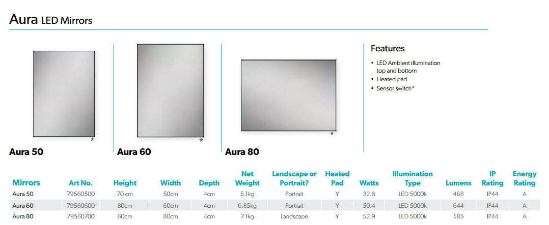 HiB Aura Illuminated LED Mirror