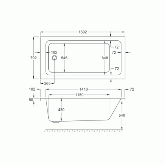 Carron Quantum 1600 x 800mm Single Ended Bath