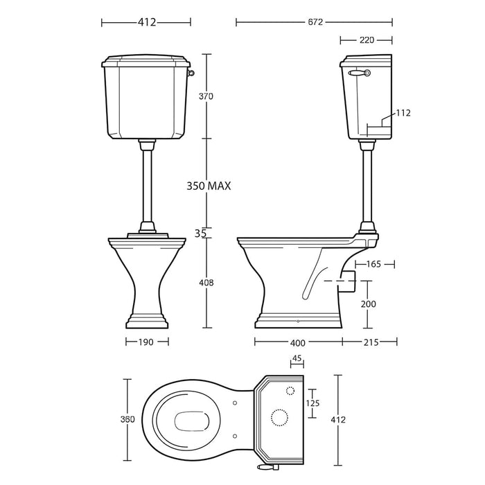 Imperial Astoria Deco Low Level Toilet with Cistern & Fittings