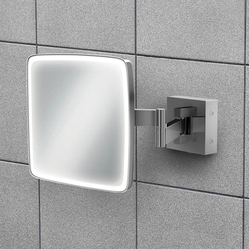 HiB Eclipse Square Magnifying Bathroom Mirror  - Chrome