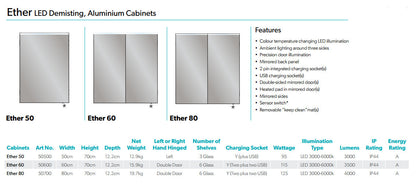 HiB Ether 50cm 1 Door Illuminated Aluminium Cabinets