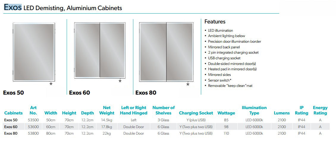 HiB Exos 50cm 1 Door Illuminated Aluminium Cabinets