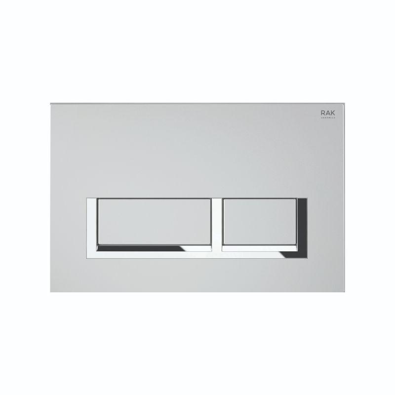 RAK-Ecofix White Flush Plate with polished Chrome surrounding rectangular push plates