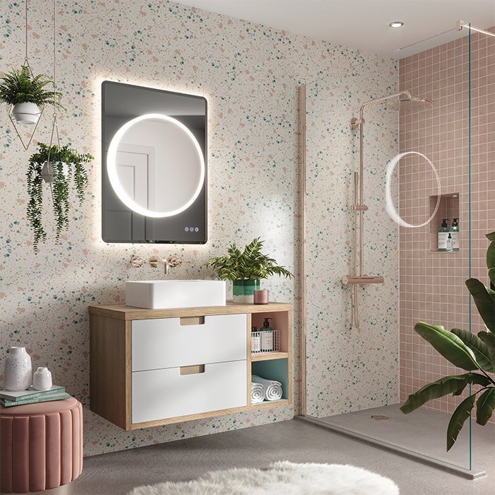 HiB Frontier Illuminated Circular Bathroom Mirror