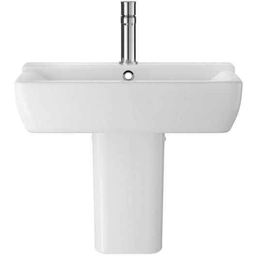 Hudson Reed Arlo 550mm Basin And Semi Pedestal - 1 Tap Hole