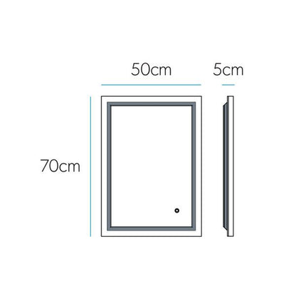 HiB Spectre Illuminated Rectangular Wall Mounting LED Bathroom Mirror  - Silver