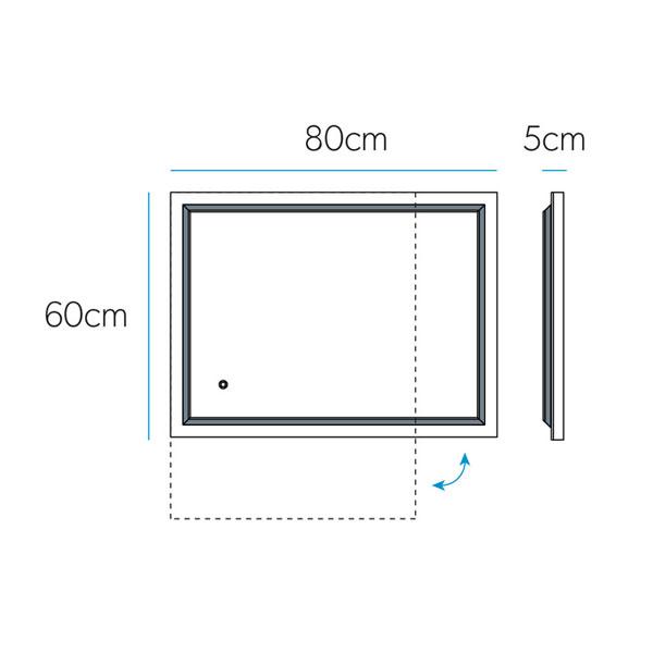 HiB Spectre Illuminated Rectangular Wall Mounting LED Bathroom Mirror  - Silver