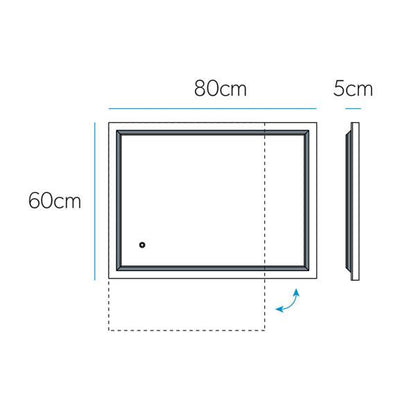 HiB Spectre Illuminated Rectangular Wall Mounting LED Bathroom Mirror  - Silver