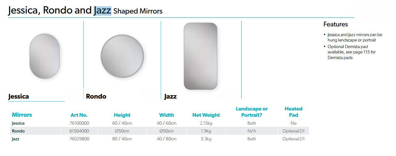 HiB Jazz Non-Illuminated Rectangular Bathroom Mirror