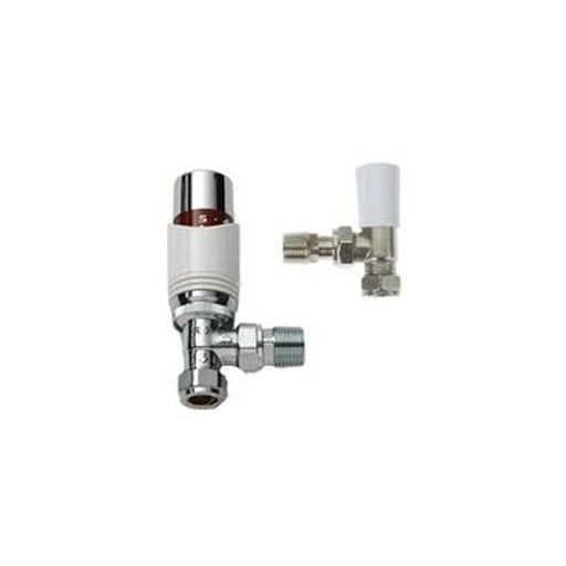 Kartell Angled Thermostatic Radiator Valve Lock shield Refined Twin Pack