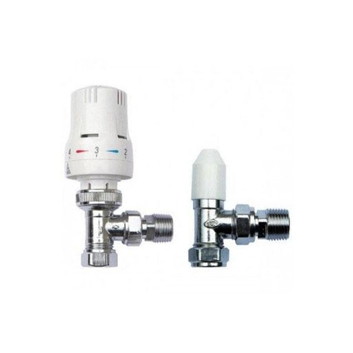 Kartell Angled Thermostatic Radiator Valve Lock shield Style Twin Pack