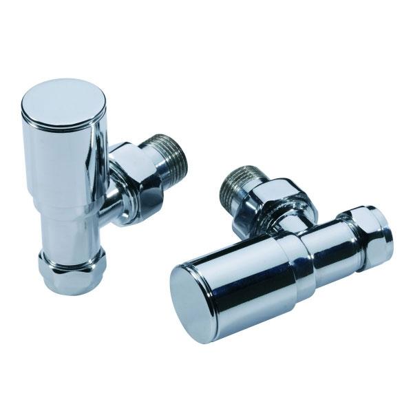 Kartell Modern Angled Radiator Valve - Pair Chrome