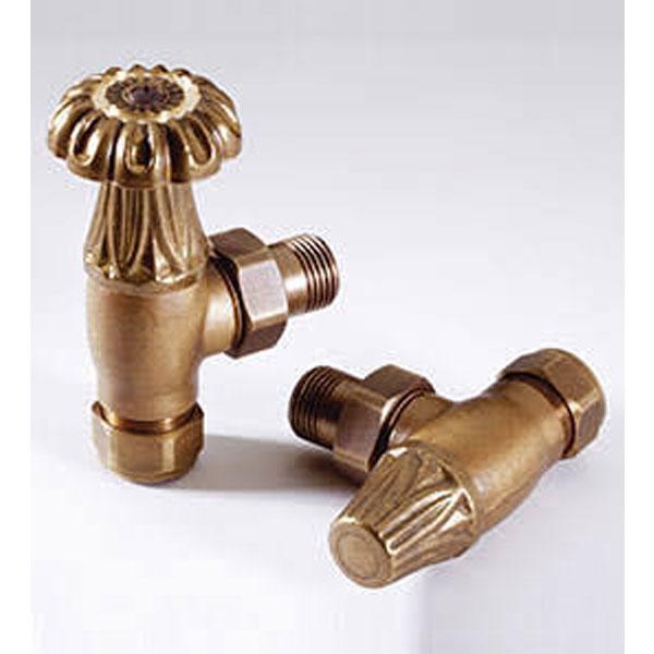 Kartell Nostalgia Angled Manual Radiator Valve - Brass