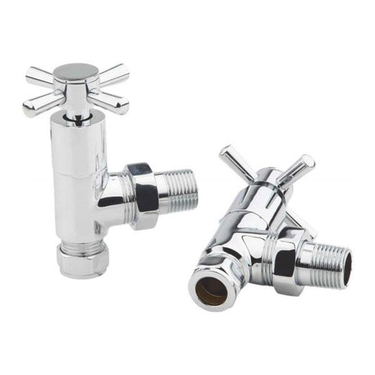 Kartell Times Cross Angled Radiator Valve - Pair Chrome