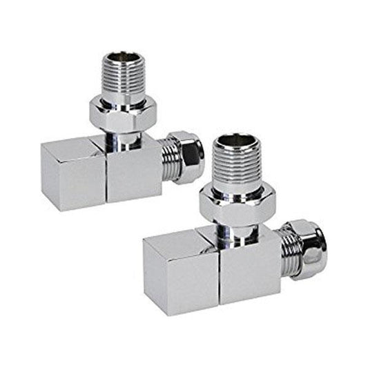 Kartell Cube Straight Radiator Valve - Pair Chrome