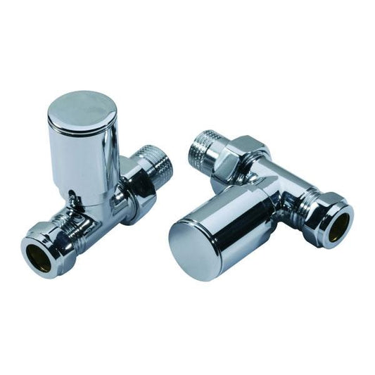 Kartell Modern Straight Radiator Valve - Pair Chrome