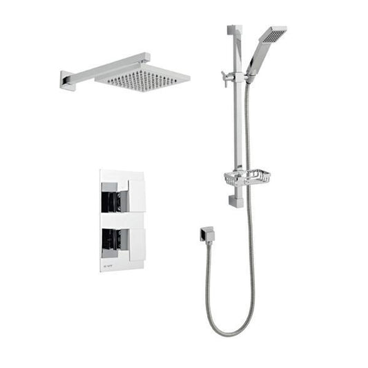 Kartell Element Thermostatic Concealed Shower with Adjustable Slide Rail Kit and Overhead Drencher