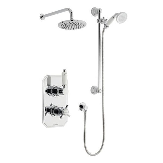 Kartell Klassique Thermostatic Concealed Shower with Adjustable Slide Rail Kit and Overhead Drencher